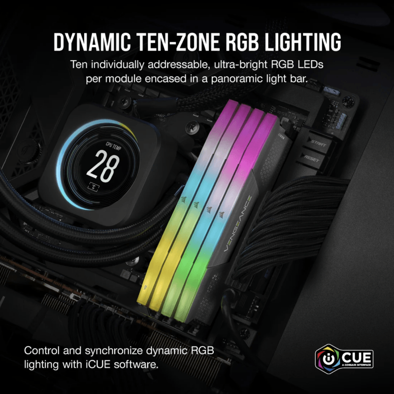 Corsair VENGEANCE® RGB 32GB (2x16GB) DDR5 DRAM 6400MT/s CL36